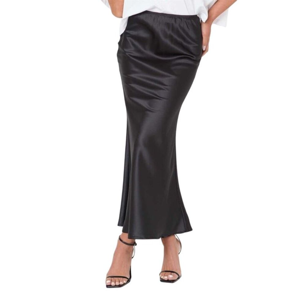 I Saw It First Womens/Ladies Satin Maxi Skirt / Black